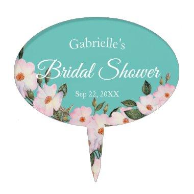 Watercolor Pink Roses Ballerina  Cake Topper