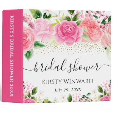 Watercolor Pink Roses  Photo Album 3 Ring Binder