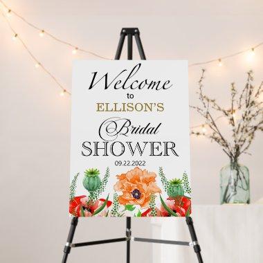 Watercolor poppies  welcome sign