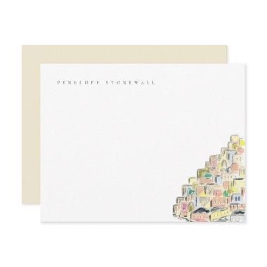 Watercolor Positano Italy Personal Note Invitations