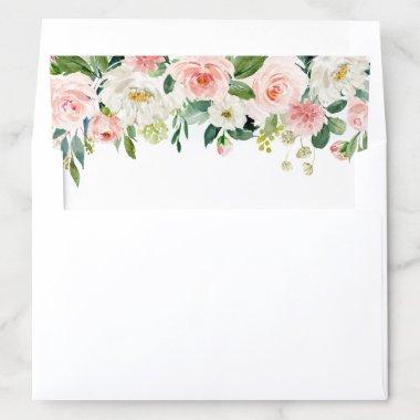 Watercolor Pretty Garden Flowers White Envelope Liner