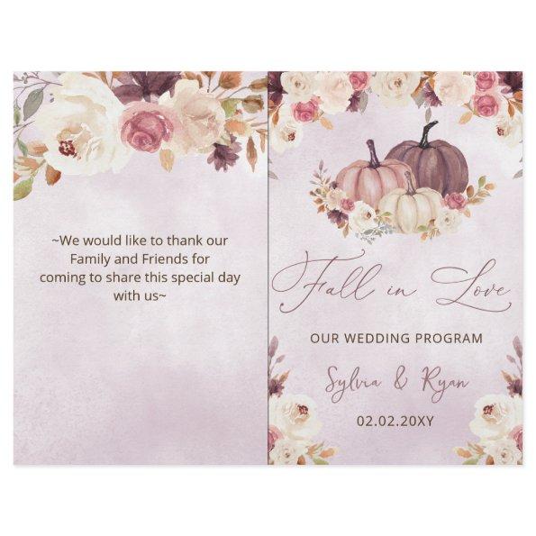 watercolor pumpkins bi fold Wedding program