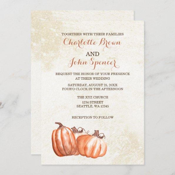 watercolor pumpkins fall harvest wedding Invitations