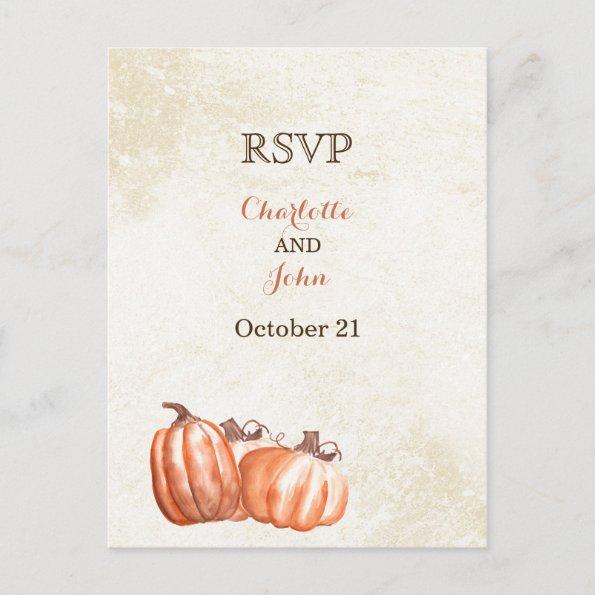 watercolor pumpkins fall harvest wedding rsvp invitation postInvitations
