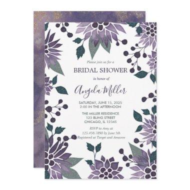 Watercolor Purple Bling Floral Frame