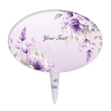Watercolor Purple Floral Cake Topper