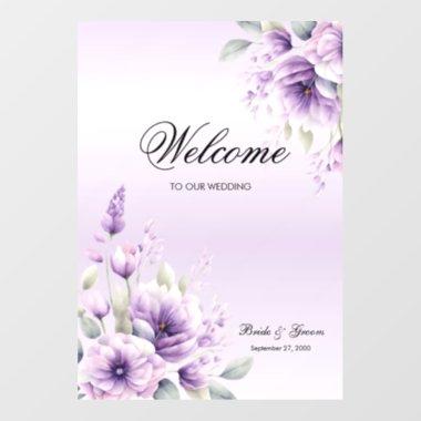 Watercolor Purple Floral Wedding Wall Decal