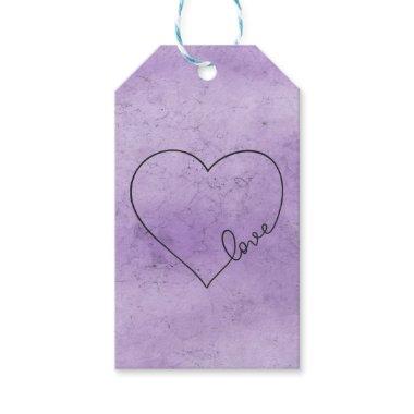 Watercolor Purple Heart Love Lavender Bridal Showe Gift Tags