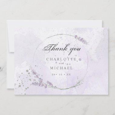 Watercolor purple lavender flowers wedding thank y thank you Invitations