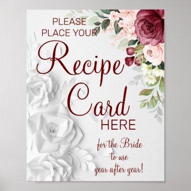 Watercolor Recipe Invitations bridal shower game sign