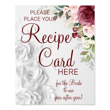 Watercolor Recipe Invitations bridal shower game sign