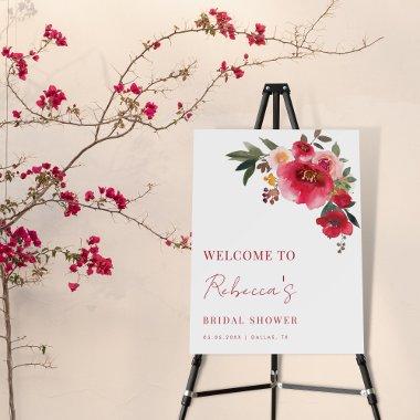Watercolor Red Floral Script  Welcome Foam Board