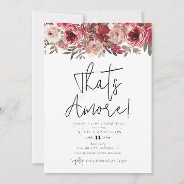 Watercolor Red Floral That's Amore! Bridal Shower Invitations
