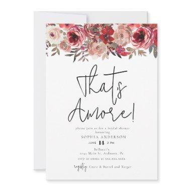 Watercolor Red Floral That's Amore! Bridal Shower Invitations