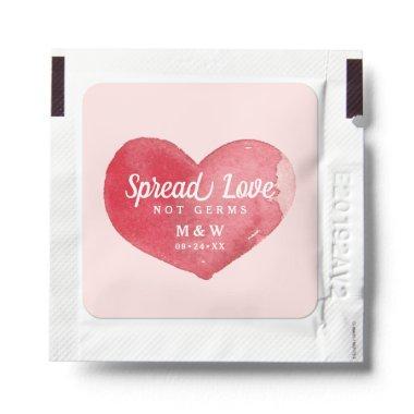 Watercolor Red Heart Wedding Monogram Favor Hand Sanitizer Packet