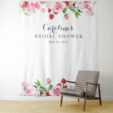 Watercolor Red Pink Roses Bridal Shower Backdrop