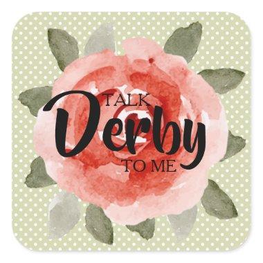 Watercolor Red Rose Lime Polka Dots Derby Party Square Sticker