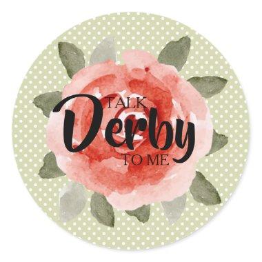 Watercolor Red Rose on Lime Polka Dots Derby Party Classic Round Sticker