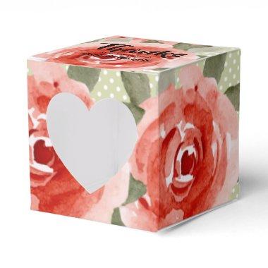 Watercolor Red Roses 2" Heart Cut-out Favor Boxes