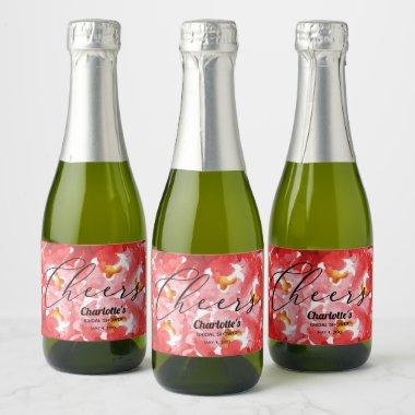 Watercolor Red Roses Bridal Shower Mini Sparkling Wine Label