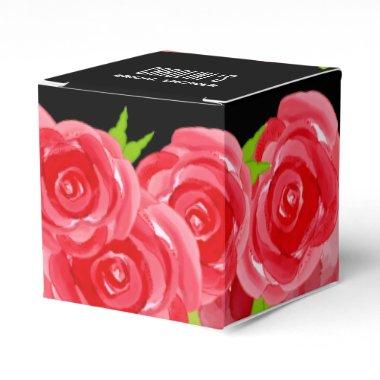 Watercolor Red Roses Floral 2" Square Favor Boxes