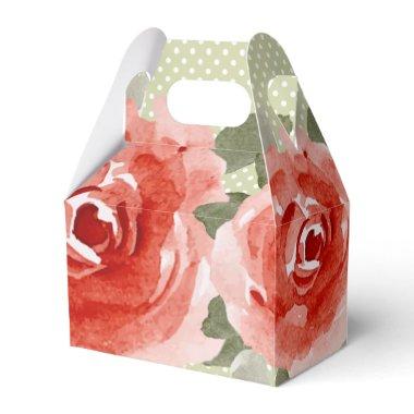 Watercolor Red Roses Floral Gable Favor Boxes