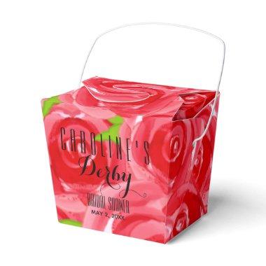 Watercolor Red Roses Floral Take Out Favor Boxes
