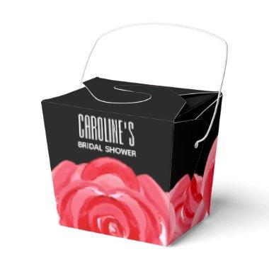 Watercolor Red Roses Floral Take Out Style Favor Boxes