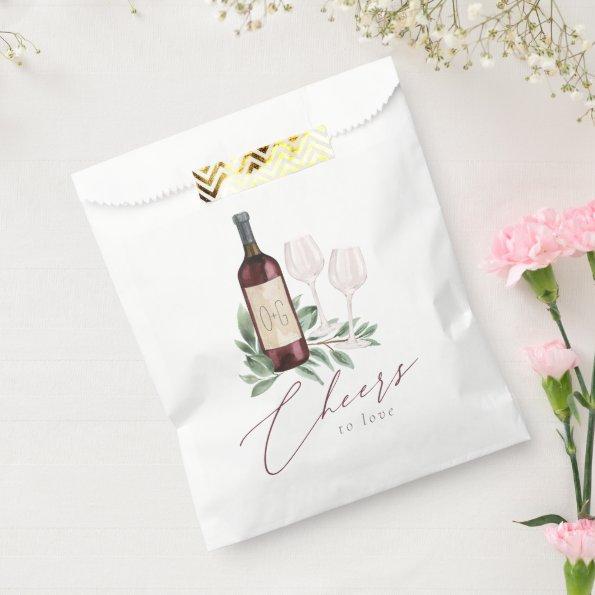Watercolor Red Wine Botanical Cheers to Love Favor Bag