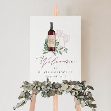 Watercolor Red Wine Botanical Event Welcome Sign