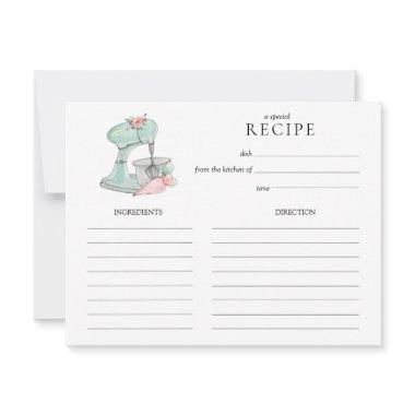 Watercolor Retro Cake mixer baking Recipe Invitations