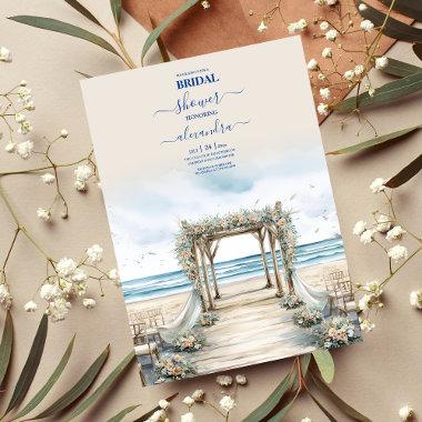 Watercolor Romantic Summer Ocean Bridal Invitations