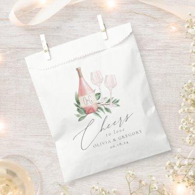 Watercolor Rose Wine Botanical Cheers to Love Favor Bag