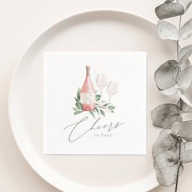 Watercolor Rose Wine Botanical Cheers to Love Napkins