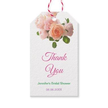 Watercolor Roses Bridal Shower Thank You Modern Gift Tags