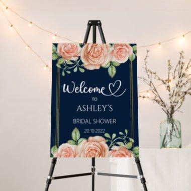 Watercolor roses bridal shower welcome sign