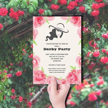 Watercolor Roses Derby Party Invitations