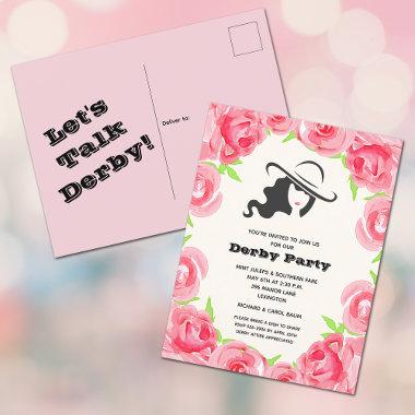 Watercolor Roses Derby Party PostInvitations