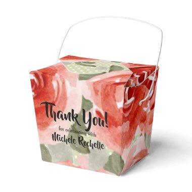 Watercolor Roses Floral Take Out Favor Boxes