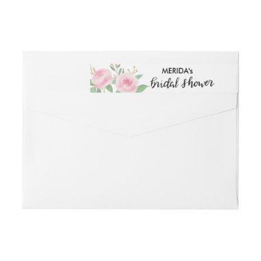 Watercolor Roses Flowers  Script Wrap Around Label