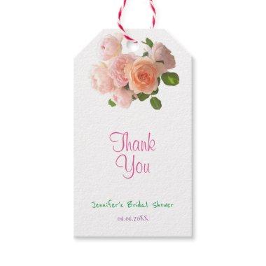 Watercolor Roses Handwriting Thank You Text Modern Gift Tags