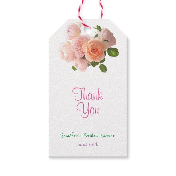 Watercolor Roses Handwriting Thank You Text Modern Gift Tags