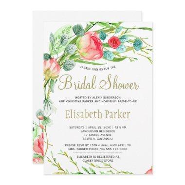 Watercolor roses romantic elegant