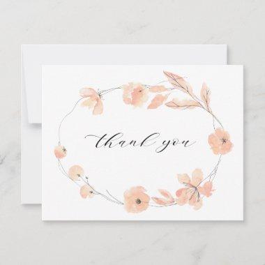 Watercolor Rosy Pink Floral Thank You Note Invitations