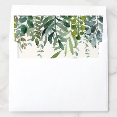 Watercolor Rustic Botanical Leaves  Envelope Liner