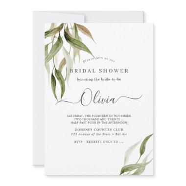 Watercolor Rustic Eucalyptus Bridal Shower Invitations