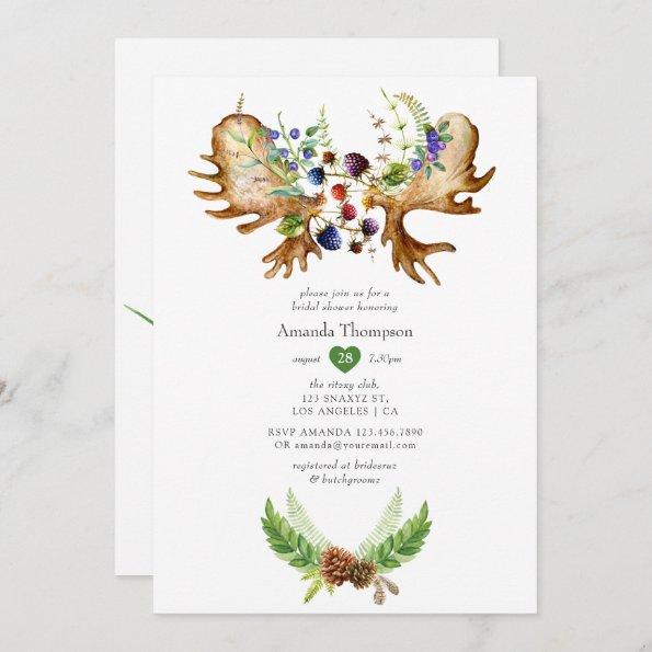 Watercolor Rustic Forest Bridal Shower Invitations