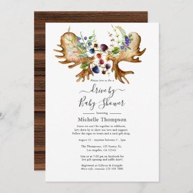 Watercolor Rustic Forest Drive By Shower Invitations