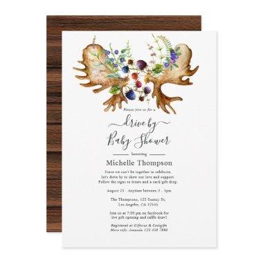 Watercolor Rustic Forest Drive By Shower Invitations