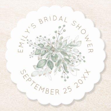 Watercolor Sage Gold Foliage  Paper C Paper Coaster
